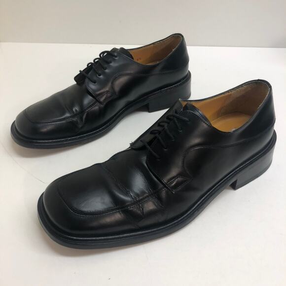 Mezlan Square Toe Bluchers Black Leather Derby Dress Shoes Made in Spain 8.5 - Picture 5 of 12